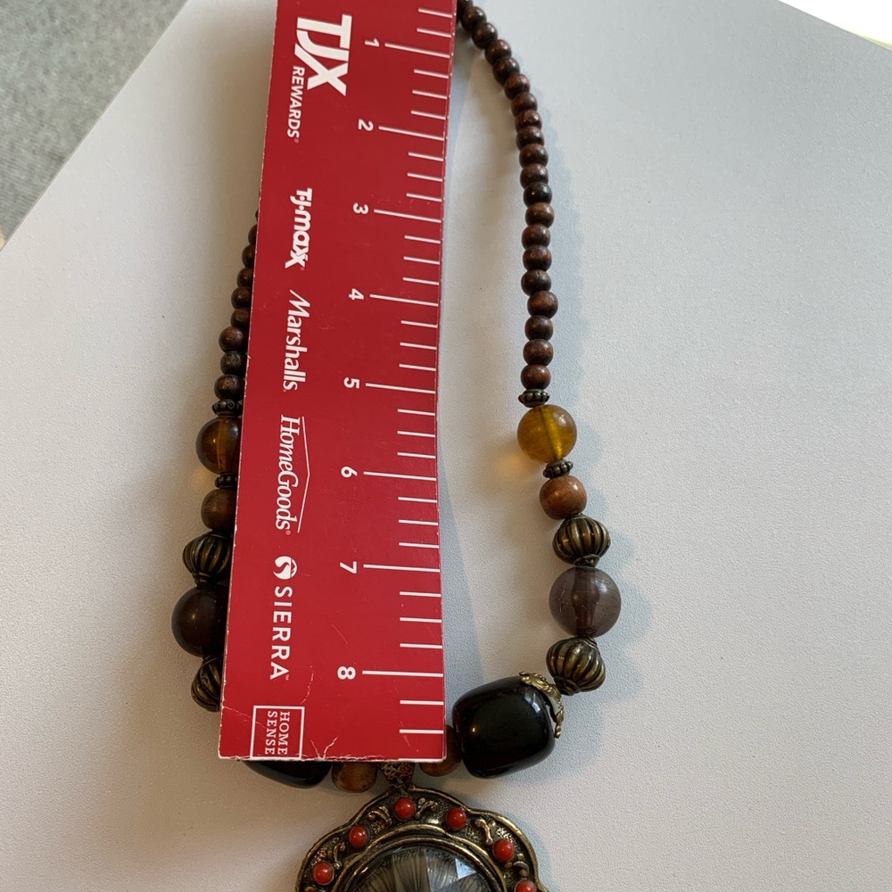 Bohemian Brown Beaded Statement Necklace - Picture 4 of 7